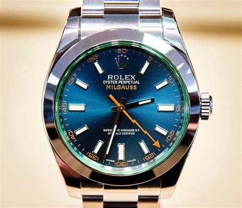 rolex blue face milgauss|rolex milgauss blue face.